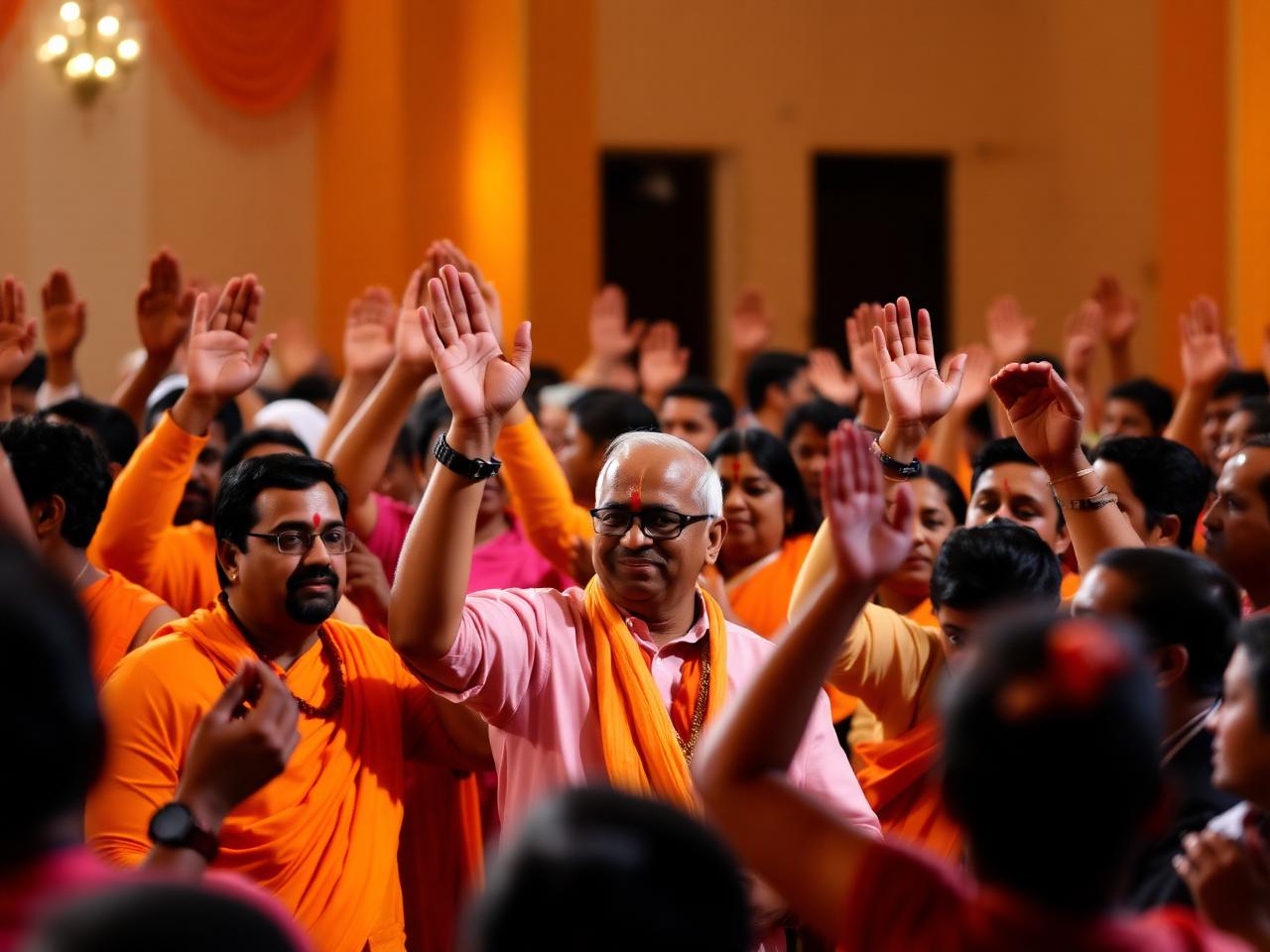 Community of devotees in kirtan