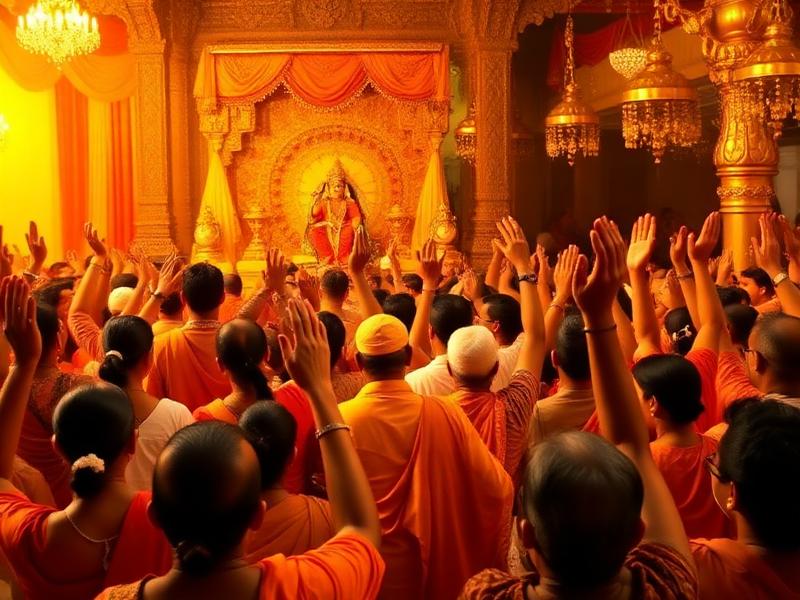 Kirtan gathering at temple festival