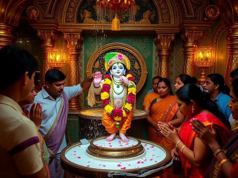 Janmashtami midnight abhishek ceremony
