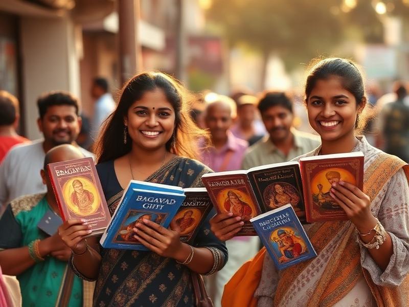 Volunteers distributing devotional books